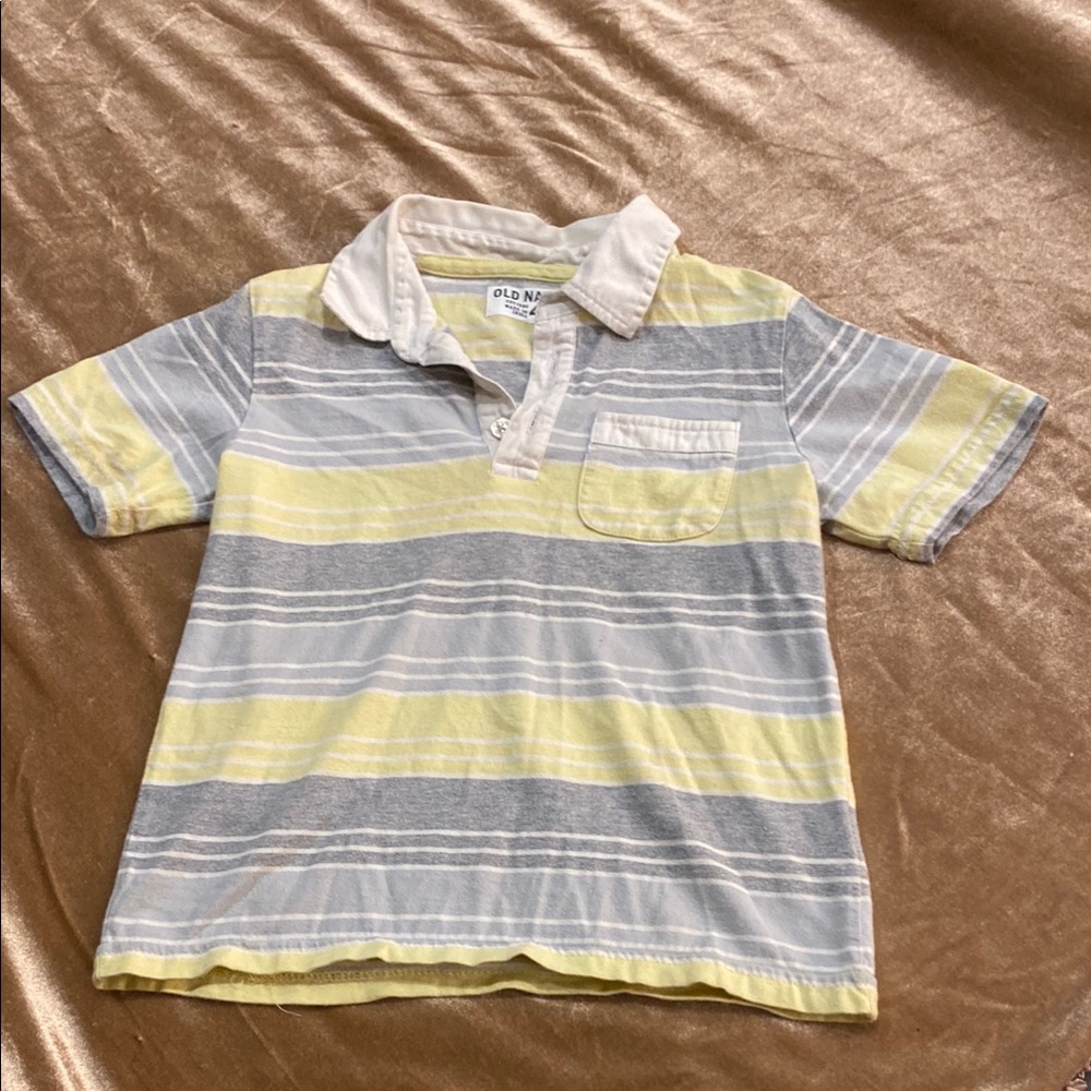 Old Navy Yellow and Gray Polo Shirt Lightweight Knit